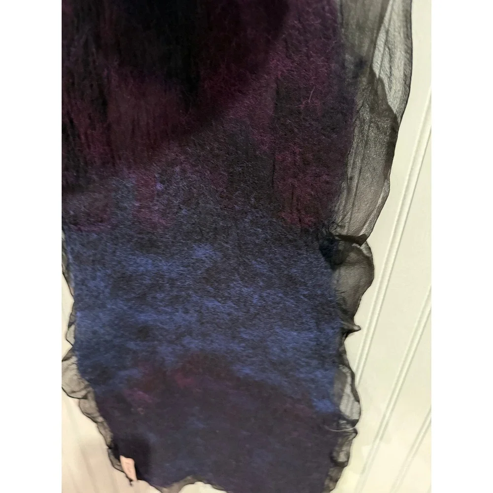 Authentic Andrea LeBeau Artisan Nuno Felted Scarf & Silk Chiffon Edges Lagenlook